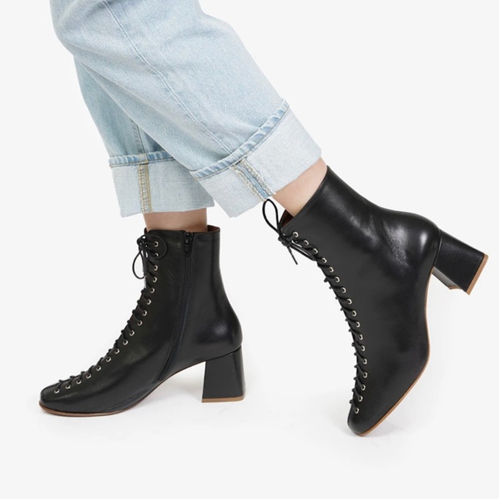 By Far Becca side zip lace-up ankle boots